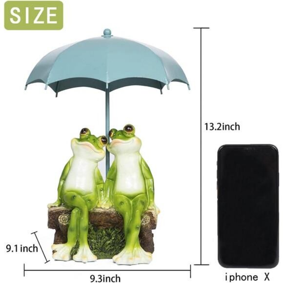 Frog Statue Garden - Resin Happy Couple Frogs on Bench Figurines - Summer Decor - Picture 5 of 6